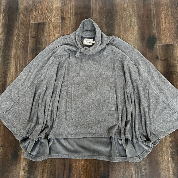 UGG Pichot Turtleneck Poncho Size M/L Grey Heather Pockets Cozy Oversized Throw - Picture 9 of 15